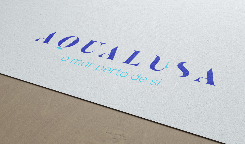 Logotipo Aqualusa aplicado em papel de carta